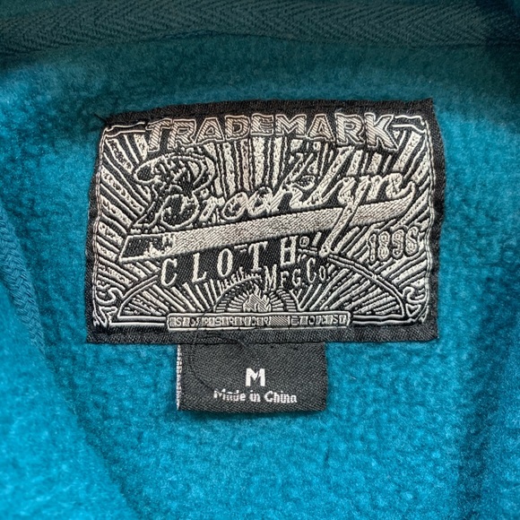 quarter zip color blocked black turquoise hoodie - Picture 3 of 4